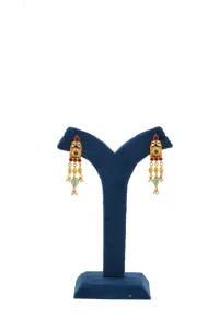 Bijoux de mariée ethniques avec des gouttes de perles et des boucles d'oreilles longues, ensemble de bijoux pour mariage, collier pour occasions festives - Product Image 2