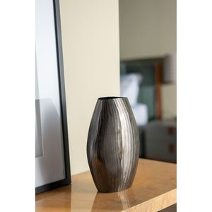 9.5x5.5x12\" Aluminum Layered Chisel Oval Table <b>Vase</b> Elegant Oval <b>Vase</b> with <b>Unique</b> Design - Product Image 1