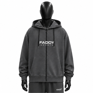 Custom Heavyweight 360gsm Cotton Oversized Men's <b>Zip</b> <b>Up</b> Hoodie Streetwear Plain Fleece Zipper Hoodie Jacket Unisex Sweatshirt - Product Image 1