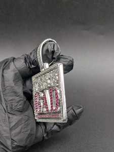 Colgante de Letra Hip Hop de Moissanita, Plata 925, Totalmente Engastado, Rectangular, Personalizado con Nombre, Bicolor, Colgante Bling para Rapper - Product Image 4