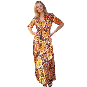 Vestido largo de mujer con manga corta, estilo línea A, para la playa - Product Image 3