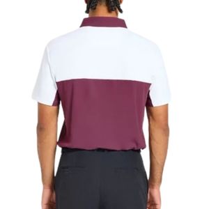 Polo pour homme blanc et bordeaux à blocs de couleur, manches courtes, col classique, logo personnalisé, fabricant OEM, vente en gros, vêtements de sport de golf - Product Image 2