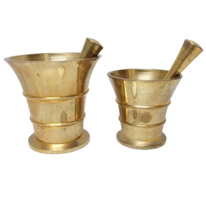 Mortero y Maja de latón dorado creativo para el hogar, restaurante, accesorios de cocina, herramientas de hierbas y especias, trituradora de Medicina de granito - Product Image 1