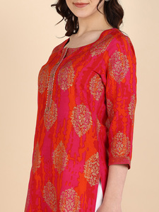 <b>Women</b> Rayon Straight Printed <b>Kurta</b> Quick Dry Summer Casual Office Party Lifestyle Fashion Modern Daily Wear Best Price Supplier - Product Image 5