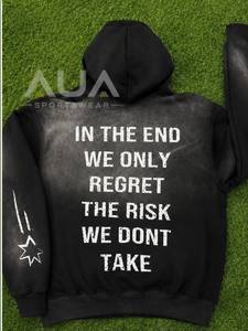 Men's <b>Black</b> <b>Hoodie</b> <b>Zip</b>-Up Streetwear Spray Print Cash It Ow Logo Regular Fit Cotton Knitted Autumn Wear - Product Image 2