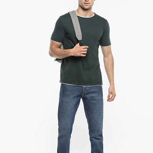 100% Cotton O-Neck Short Sleeve Regular Fit Solid Eco-Friendly Casual Men's Knitted T-Shirt 240 Grams Custom Front <b>Logo</b> - Product Image 1