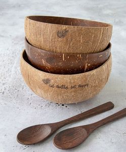 Cuencos de madera para charcutería, cuenco de coco de acacia, cuencos de coco jumbo grabados, ecológicos, para batidos, para camping, personalizados, reutilizables - Product Image 5