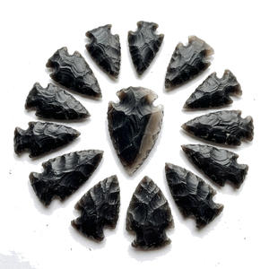 Pointes de flèche en pierre naturelle, pointes de flèche en pierre de lune noire, pointes de flèche en jaspe fantaisie, pierres précieuses de guérison, vente en gros de cristaux - Product Image 1