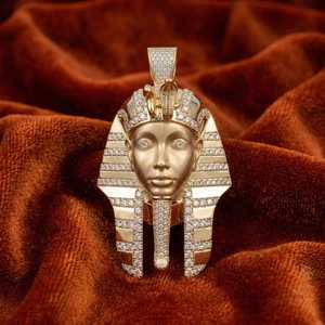 Collar con Colgante de Cabeza de Faraón con Incrustaciones de Moissanita para Hombre y Mujer, Estilo Hip Hop, Joyería de Lujo Dorada, Regalo - Product Image 1