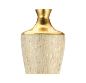Vase artisanal avec incrustation de nacre dorée, décoration florale moderne pour table - Product Image 2