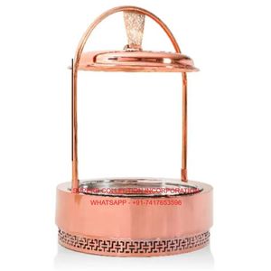 Modern Cage Casserole Premium Food Warmers Silver Dome <b>Buffet</b> <b>Server</b> with Tall Vertical Stainless Steel Pillar Stand - Product Image 2