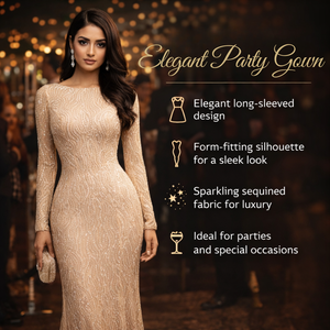 Designer Mauve Sequined Hand Beaded Vintage Evening Gown for Women | Elegant <b>Floor</b>-Length Party Wedding Dress Floral Embroidery - Product Image 5