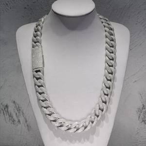 Cadena de Eslabones Cubanos de Plata de Ley 925 con Moissanita VVS, Certificada por GRA, Joyería Hip Hop para Hombres y Mujeres - Product Image 3