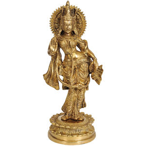Sculpture en laiton Radha Rani de 10 pouces faite à la main pour les cadeaux fabriqués en Inde - Product Image 1