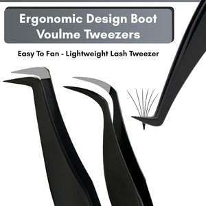 Custom Black Individual Volume Tweezers for Lash Extensions Private Label Fiber Tip Curve Lightweight Isolation Tweezer - Product Image 6
