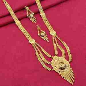 Juego de Joyería de Latón de Moda con Diseño de Flor en Micro Oro de 14K, 18K, 24K, Collares Rani Haar, Conjunto de Joyería Tradicional para Boda, Venta al por Mayor - Product Image 1