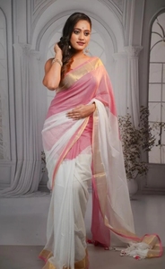 Sari Tradicional KV de Color en Bloques, Hecho a Mano, de Algodón Puro, Reversible, Sin Arrugas, para Fiestas - Product Image 6