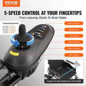 Sedia a Rotelle Elettrica per Adulti e Anziani, Capacità di Carico 120 kg, Larghezza 44,5 cm, Leggera e Pieghevole, Motorizzata - Product Image 2