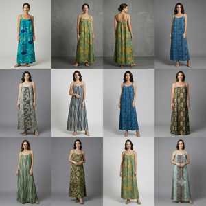 Women's Boho Floral Printed Silk Viscose Polyester Woven Loose Silhouette Floor-Length <b>Dress</b> Spaghetti Strap Regular Fit Casual - Product Image 4