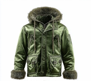 Veste en cuir et fourrure de luxe de haute qualité pour hommes - Product Image 5