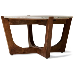 Table basse convertible moderne du milieu du siècle, écologique et durable, avec plateau en marbre et structure en bois, facile à nettoyer, meuble de salon - Product Image 2