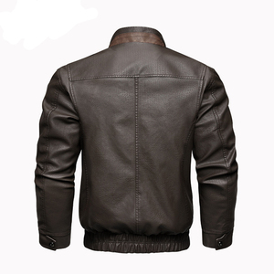 Chaqueta de Cuero para Hombre de Primera Calidad, Manga Larga, Color Marrón y Negro, Estilo Clásico, Resistente al Viento, Impermeable, Ignífuga, para Todas las Estaciones - Product Image 2