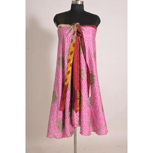 Falda Cruzada de Seda con Estampado Floral Vintage Hecha a Mano para Mujer, Estilo Boho Elegante de Cintura Media - Product Image 2