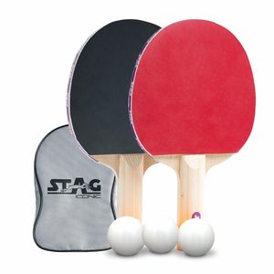Ensemble de raquettes de tennis de table Stag Iconic 2 étoiles, écologiques, avec réglage à 9 angles, 3 balles, manche en bois, pour débutants et jeux en famille - Product Image 6
