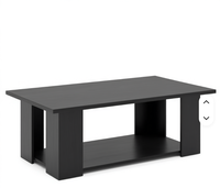 Table basse vintage en cuir, finition rustique en bois brun foncé, rectangulaire, à deux niveaux, avec étagère inférieure, pour meubles de salon
