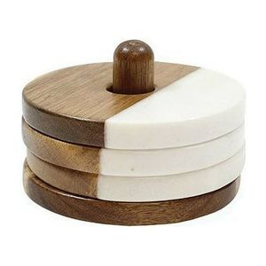 Posavasos de madera y mármol elegantes para bebidas, accesorios para comedor, encimera de cocina, rincón de café y barra. - Product Image 6
