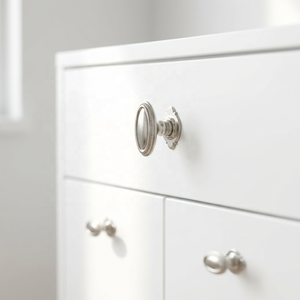 Poignée de meuble ovale décorative en laiton, style factice, design traditionnel, nickel poli, pour armoire et commode de cuisine - Product Image 6