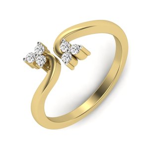 HandMade 10k Gold Flower <b>Ring</b> Manufacturer Custom Design VVS1 Lab Grown Diamond Minimalist <b>Open</b> Bypass <b>Ring</b> - Product Image 1