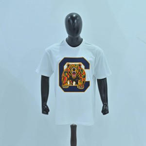 T-shirt homme en coton blanc à manches courtes avec logo C Bear, coupe classique, coton lourd, col rond, style décontracté, imprimé. - Product Image 1