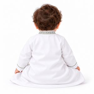 Robe musulmane pour bébé, robe traditionnelle blanche pour l'Aïd et le Ramadan, robe longue brodée à manches longues pour tout-petits, tenue de fête - Product Image 2