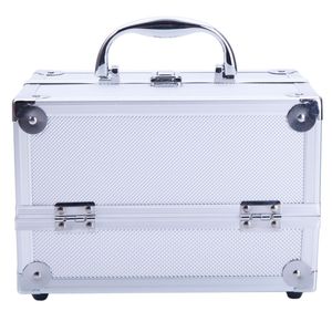 Valigetta in Alluminio Argento SM 2176 per Trucchi 23x15x15 cm, Portagioie con Specchio, Organizer Cosmetico Riciclabile con Manico - Product Image 5