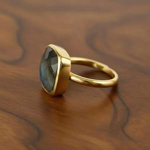 Bague en labradorite, bijoux faits à la main en pierres précieuses, argent sterling 925 plaqué or 14 carats, bijoux fins pour femme, cadeau - Product Image 5