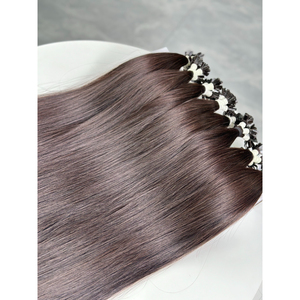 Cheveux humains naturels noirs non traités, lisses comme des soies, à pointe plate, de donneur unique vietnamien, pré-collés, vente en gros - Product Image 5