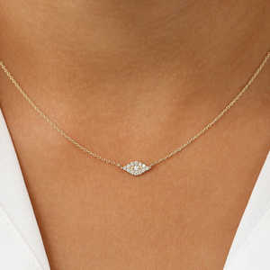 Collier pendentif en argent sterling 925 plaqué or, forme œil de Turquie, avec moissanite, prix de gros, pour mariage - Product Image 3