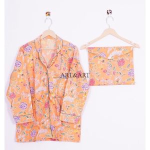 ชุดนอนผ้าฝ้ายแท้สำหรับผู้หญิง ลายพิมพ์ออร์แกนิค ชุดนอนหรูหรา คุณภาพสูง ชุดนอนสั่งทำพิเศษสำหรับผู้หญิง - Product Image 2