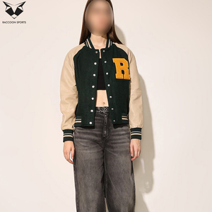 Women's Varsity Jacket Full Sleeve Button Up Collar Solid Color Contrast Trim Regular Fit Embroidered Letter Front Autumn Wear - Product Image 4