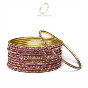 Juego de Brazaletes de Acero Inoxidable Rosa con Baño de Oro Brillante, de Moda, con Cristales de Primera Calidad, para Bodas, Venta al Por Mayor para Mujeres - Product Image 2