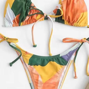 Sublimation Beach Women Sexy <b>String</b> 2 Piece <b>Bikini</b> Set Cheeky Halter Swimsuit <b>Bikini</b> Wear Front - Product Image 2