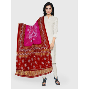 Dupatta Bandhani Premium con Diseño Tradicional Tie-Dye |   Dupatta Bandhej india hecha a mano para mujer - Product Image 1
