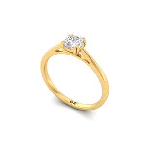 Anillo Solitario Clásico con Diamante Cultivado en Laboratorio, Corte Cojín, Chapado en Oro de 10K, de Lujo para Mujer, para Boda y Aniversario - Product Image 2