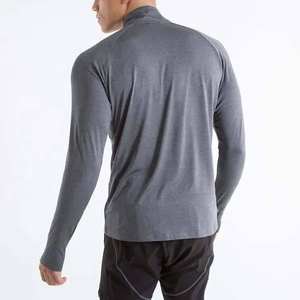 Haut de sport en polyester à col zippé, maillot de course, entraînement, gym, t-shirts à manches longues - Product Image 3