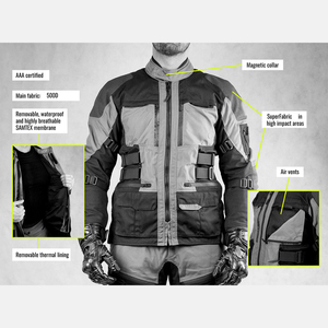 Men's <b>Black</b> Gray Motorcycle <b>Jacket</b> Stand Collar Zipper Closure Moto Biker Style Autumn Wear Regular Fit Windproof Polyester - Product Image 2
