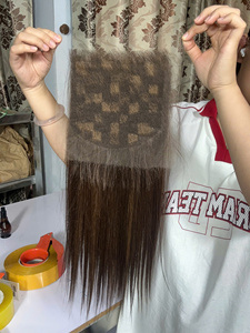 Peluca de Encaje Frontal Completo, Larga, Marrón Oscuro, Cabello Remy Vietnamita, Doble Trama, Tamaño Promedio, HD - Product Image 4