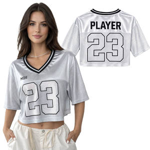 Maillot de football américain court en mesh pour femme, col en V, manches courtes, streetwear, impression de numéro, logo personnalisé, marque privée, OEM - Product Image 1
