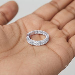 Custom Thick Pave Bezel Set Lab Grown Diamond <b>Hoop</b> <b>Earrings</b> 925 <b>Silver</b> Gold Plated Women's Custom Style for Parties Engagement - Product Image 2