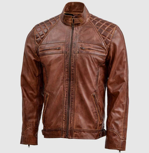 Chaqueta de Cuero Casual de Alta Gama para Hombre Waqar Teez, Cuero Genuino de Secado Rápido y Transpirable, Moda Otoñal Personalizable - Product Image 1